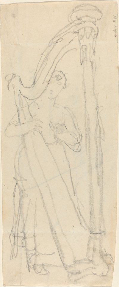 Kvinde, der spiller på en harpe (Lavinia Banks?) af John Flaxman