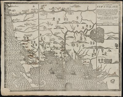 Kortet over New England Fra: William Hubbards The Present State of New-England, 1677 af John Foster