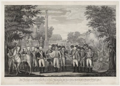 Briterne overgav deres våben til Gen: Washington efter deres nederlag ved York Town i Virginia oktober 1781. af John Francis (after) Renault