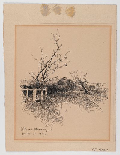 Landscape, N.Y., 20. december 1894 (pen og blæk på papir monteret på pap) af John Francis Murphy