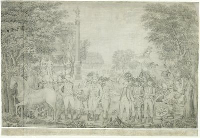 Briterne overgiver deres våben til general Washington efter deres nederlag ved Yorktown i Virginia, oktober 1781, 1810-1815 af John Francis Renault