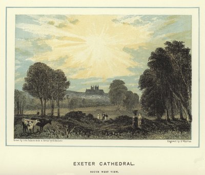 Exeter Cathedral, sydvestlig udsigt af John Francis Salmon