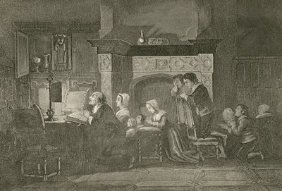 Købmanden og hans Familie ved Bønnerne af John Franklin