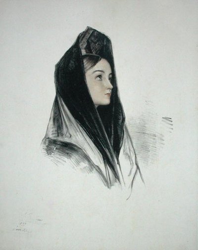Pige i en mantilla, Sevilla af John Frederick (after) Lewis