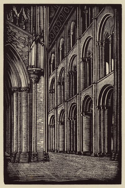 Ely-katedralen: The Nave looking West (træsnit) af John Frederick Greenwood