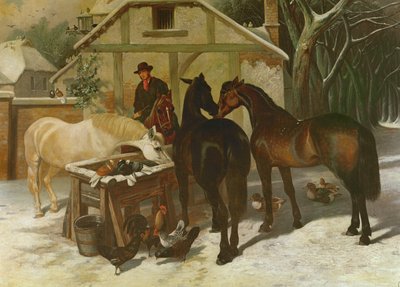 Ved vandtruget om vinteren af John Frederick Herring Senior