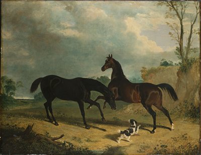 Jægere og en spaniel i et skovklædt landskab, 1835 af John Frederick Herring Senior