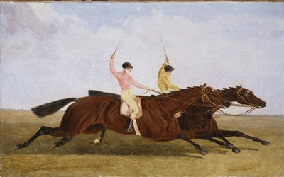 Satiriker med William Scott Up Beating Coronation med John Day Up - The St. Leger 1841 af John Frederick Herring Senior