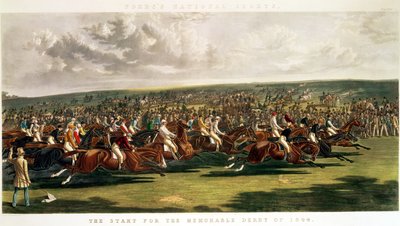 Starten på det mindeværdige Derby i 1844, indgraveret af Charles Hunt (1803-77) af John Frederick Herring Senior