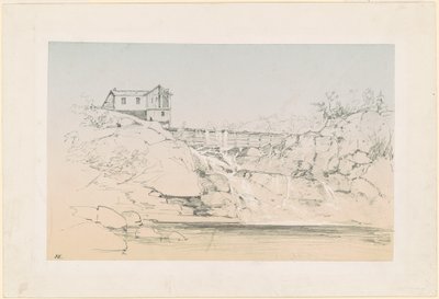 Bygning ved en dæmning af John Frederick Kensett