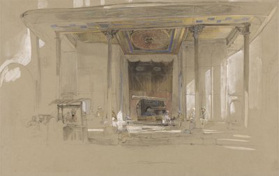 Hovedindgangen til den store moske (Ulucami) Bursa, Tyrkiet, ca. 1840 (wc og kropsfarve over grafit på vævet papir) af John Frederick Lewis
