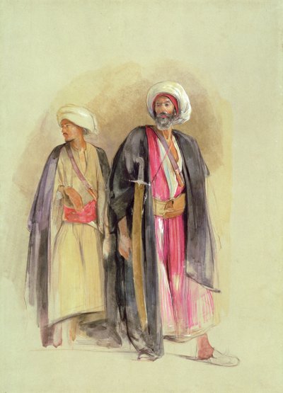 Sheik Hussein af Gebel Tor og hans søn, ca. 1842-43 (wc, gouache, kridt og grafit på papir) af John Frederick Lewis