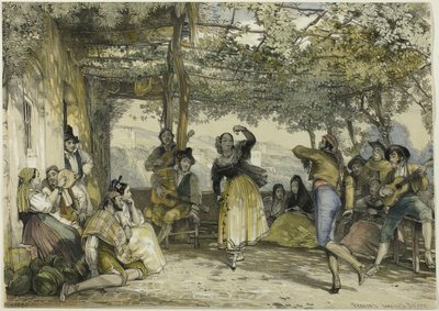 Spanske bønder danser Bolero af John Frederick Lewis