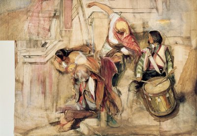 Studie til proklamationen af Don Carlos, 1834-1838 af John Frederick Lewis