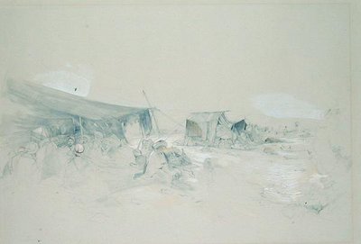 Sinai-bjergets ørken (blyant og gouache på papir) af John Frederick Lewis