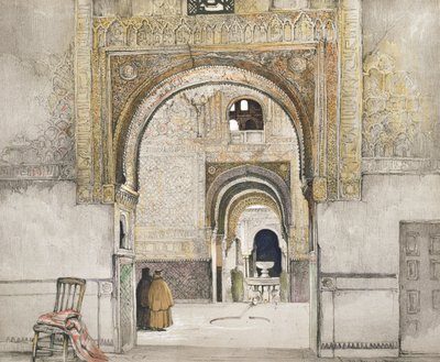 De to søstres sal (Sala de las dos Hermanas), fra "Sketches and Drawings of the Alhambra", graveret af Willam Gauci (fl.1825-54), 1835 af John Frederick Lewis