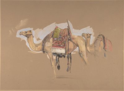 To kameler, ca. 1843. af John Frederick Lewis