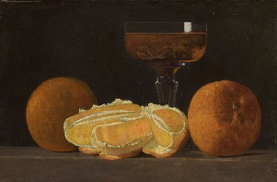 Stilleben med appelsiner og vinbæger af John Frederick Peto