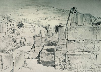 Apsis fra det fjerde århundredes kirke over Jacobs Brønd ved Shechum Nablus, 1902. af John Fulleylove