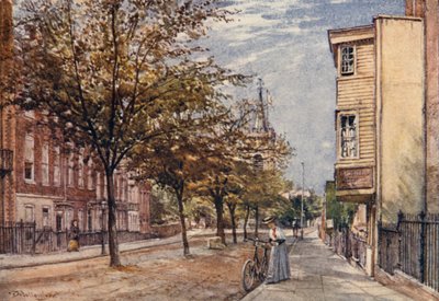 Church Row, Hampstead (farve litho) af John Fulleylove