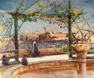 Fødselskirken i Betlehem fra en have på den modsatte bakke, 1902. af John Fulleylove