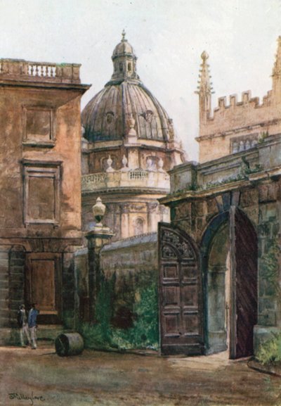 Indgangsportal til Hertford College og Radcliffe Library (farvelitografi) af John Fulleylove