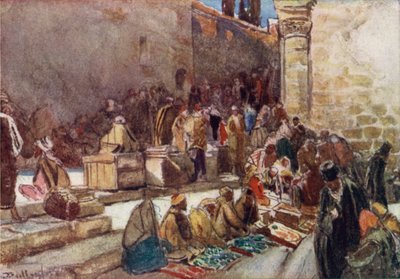 Indgangen til forpladsen til Gravkirken, Jerusalem af John Fulleylove