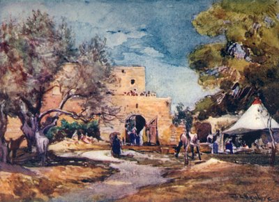 Middelalderbygning uden for Jerusalems nordmur, 1902. af John Fulleylove