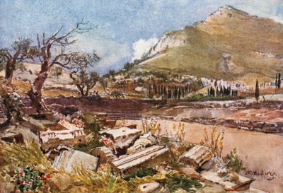 Mount Ithome fra Stadion of Messene af John Fulleylove