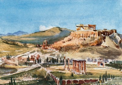 Akropolis og Tempel for den olympiske Zeus fra Hill Ardettos af John Fulleylove