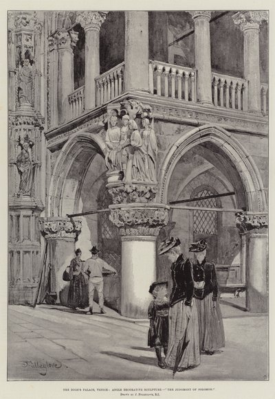 Dogepaladset, Venedig, vinkel dekorativ skulptur, Salomons dom af John Fulleylove