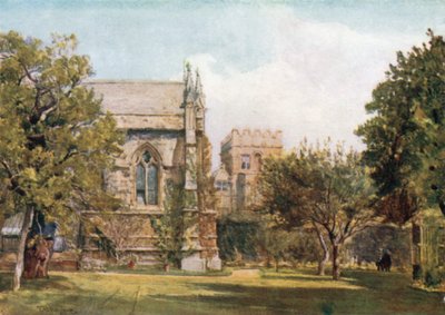University College - Mesterens private have (farvelitografi) af John Fulleylove