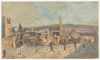 Udsigt over den gamle by i Jerusalem, 2. halvdel af 1800-tallet. af John Fullylove