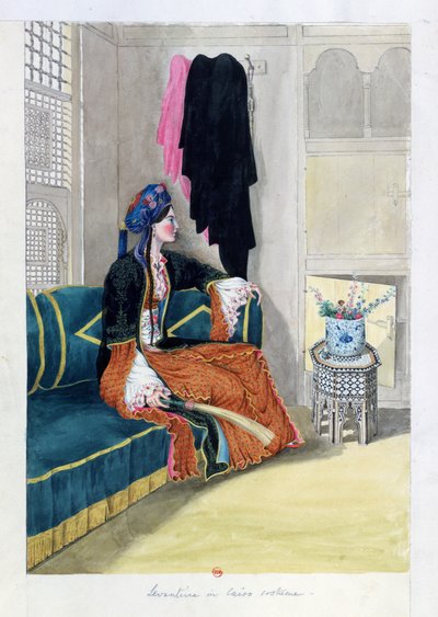 Levantiner i Cairo-dragt (akvarel) af John Gardner Wilkinson