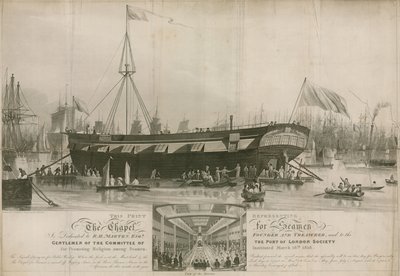 Sømandskapellet, indstiftet 18. marts 1818 og fortøjet ud for Wapping af John Gendall