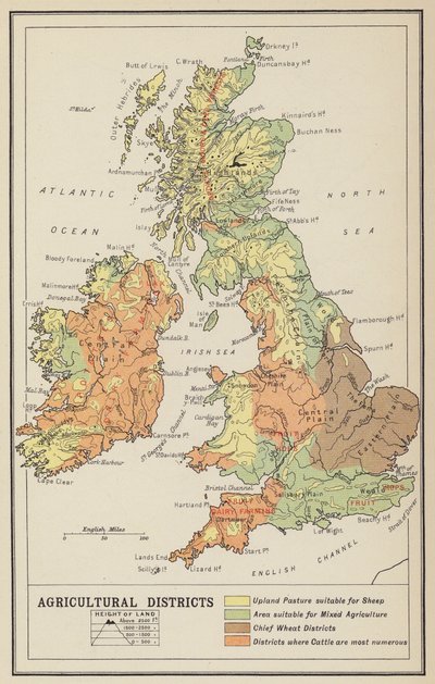 De Britiske Øer, Økonomisk, Landbrugsdistrikter (litho) af John George Bartholomew