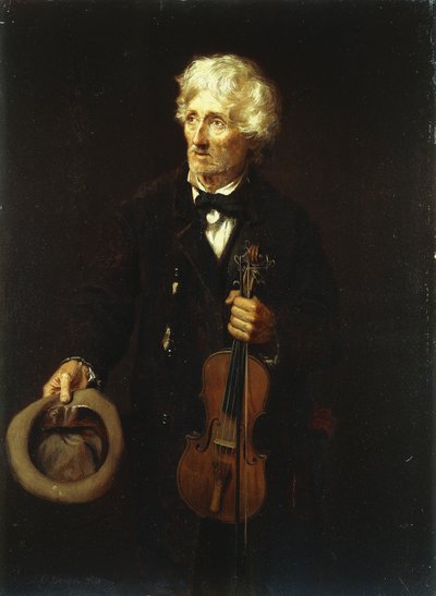 Mand med violin, 1879 af John George Brown