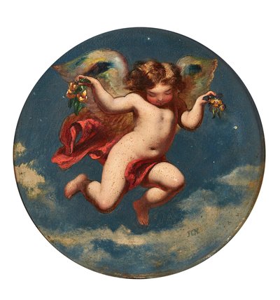 Puck-fast gennem blomsten der. . . (2. akt, scene 2 - en skærsommernatsdrøm) (olie om bord) af John George Naish