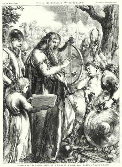 Alfred i den danske Lejr; eller et lys i en mørk tidsalder (gravering) af John Gilbert