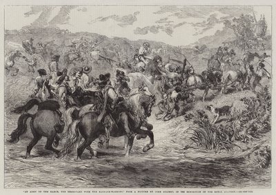 En hær på march, bagvagten med bagagevognene, i udstillingen på Royal Academy af John Gilbert
