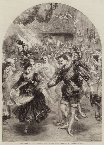Jul i Friherresalen i Olden Tid af John Gilbert