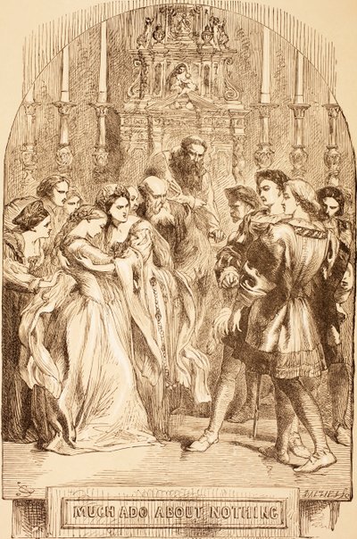 Illustration til Much Ado About Nothing, fra "The Illustrated Library Shakespeare", udgivet i London 1890 af John Gilbert