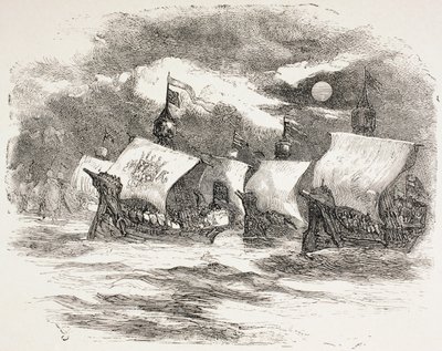 Kong Henrys flåde sejler til Frankrig, 1890 af John Gilbert