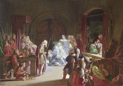 Genopførelsen af Hamlets fars død, akt III, Scene 2 (wc og gouache) af John Gilbert
