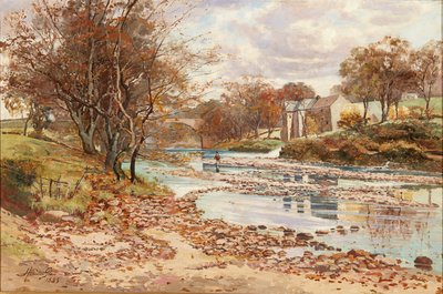 Old Mill on the Tyne, Haddington (olie på lærred) af John Glass