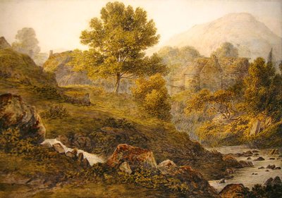 A Mountain Farmstead (akvarel på papir) af John Glover