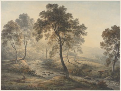 Tidlig morgen nær Loch Katrine i Trossachs, Skotland af John Glover
