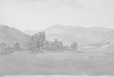 Llantysilio Mountain, Wales (pen, blæk og vask på papir) af John Glover