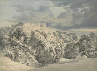 St. Donats Castle, Glamorganshire (wc over grafit på papir) af John Glover