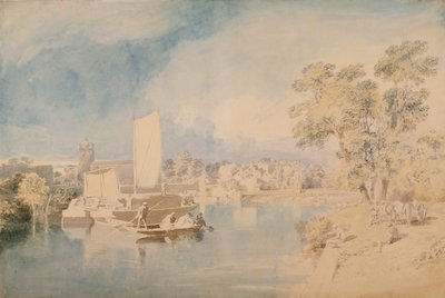 Themsen ved Isleworth, ca. 1805-10 (grafit og wc på lagt papir) af John Glover